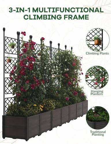 Seven section modular planter with vertical metal trellis — photo 3