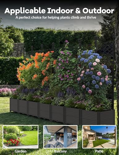 Seven section modular planter with vertical metal trellis — photo 4
