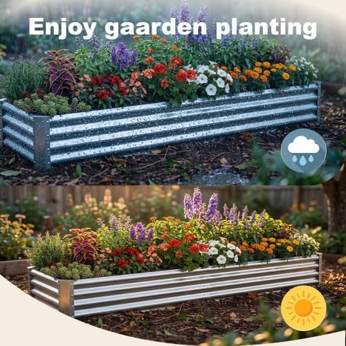 Long silver rectangular patio planter — photo 4