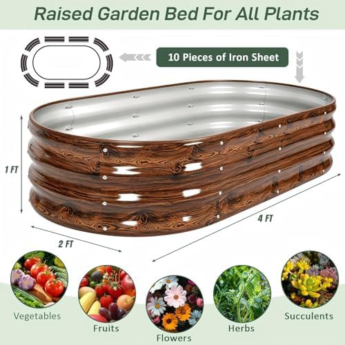 Wood grain oval metal planters 2 pack — photo 4