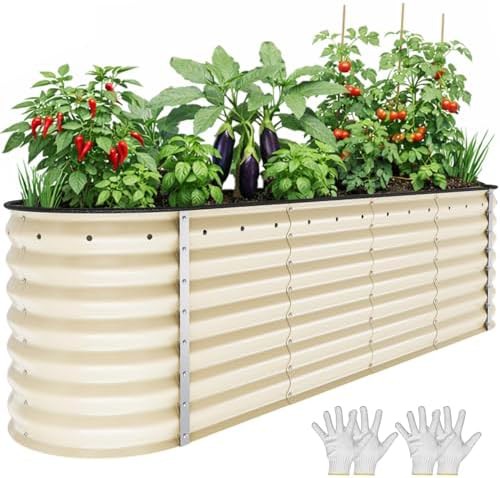 Cream yellow oval galvanized metal planter