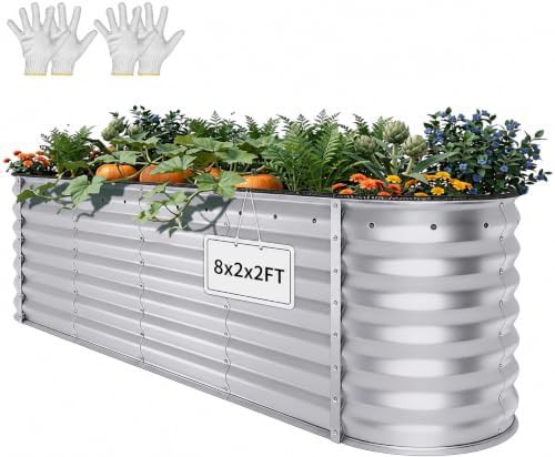 Silver gray modular metal garden bed