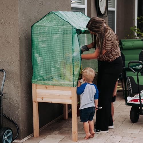 Wooden elevated garden bed with greenhouse cover — photo 3